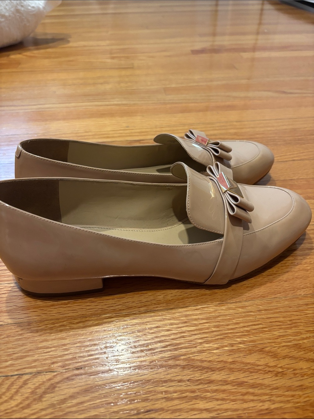 MICHAEL Michael Kors Patent Bow Loafers in Nude Beige